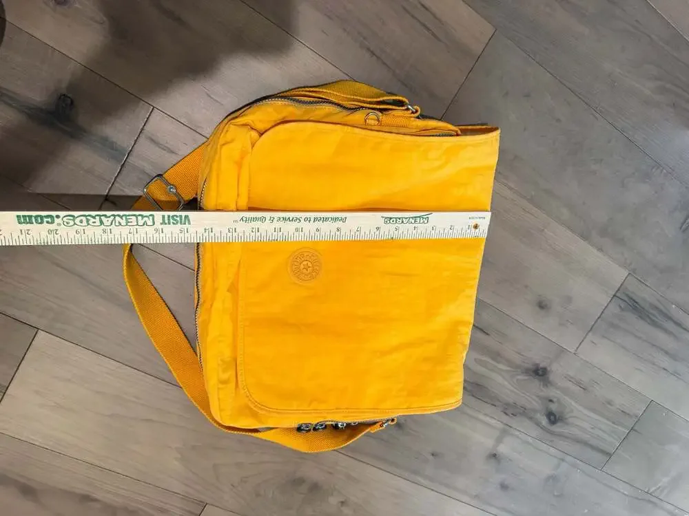Kipling Bright Yellow Nylon Messenger Laptop Bag
